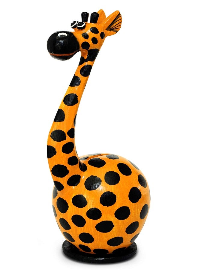 G6 Collection 15" Unique Handmade Wooden Giraffe Cute Coin Piggy Bank Statue Figurine Handcrafted Wood Hand Carved Decorative Keepsake Saving Money Adorable Kids Room Decor Gift Bank (Girrafe) - Image 1